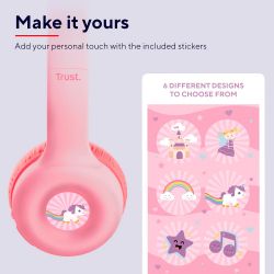 Навушники On-ear Trust Nouna Kids, Wireless, Mic, Рожевий 25274_TRUST - Картинка 7