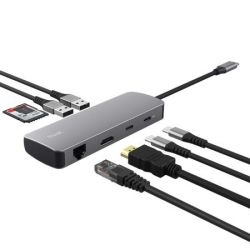 ������� Trust Dalyx  8in1 USB-C> 1xUSB-� 3.2/USB-A 2.0/2xUSB-�/HDMI/Ehernet/SD/microSD, �������, 0.15�, ѳ��� 25672_TRUST