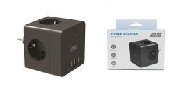 ������� ��������� 2E 3x���F, 16A, 2xUSB-A, 1x USB-C ������, ������ 2E-AD431BK