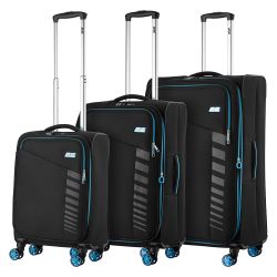 Набор чемоданов 2E, Trek, (L+M+S), TSA, 4 колеса, + 3 рюкзака Cabin (2E-BPET-CABIN-BK), полиестр, черный 2E-SPE-TREK-SET6-BK - Картинка 3
