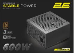   2E GAMING Stable Power ATX3.1  (600W), >85%, 80+ Bronze, 120, 1xMB 24pin(20+4), 2xCPU 8pin(4+4), 3xMolex, 6xSATA, 2xPCIe 8pin(6+2) 2E-ST600BR-120