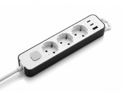 ���������� ������� 2E TwoColors 3�, 3x��� F, 16A, 2xUSB-C, 1xUSB-A, ����-������ 2E-U03ESU33WB