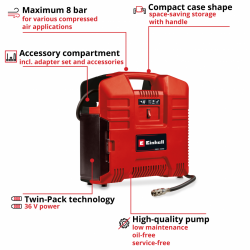 ��������� ������������ ������������� Einhell TE-AC 36/8 Li OF Set-Solo PXC, 36�, 130�/��, � ���� �����, �����������, ������� � ����� � ��������, ��� ��� �� �� 4020440 - �������� 11