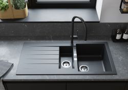 Hansgrohe Мийка кухонна S52, граніт, прямокутник, з крилом, 980х480х190мм, чаша - 1.5, накладна, S520-F530, чорний графіт 43357170 - Картинка 3