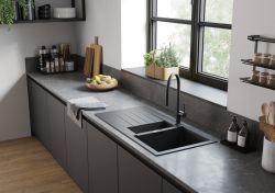 Hansgrohe Мийка кухонна S52, граніт, прямокутник, з крилом, 980х480х190мм, чаша - 1.5, накладна, S520-F530, чорний графіт 43357170 - Картинка 2