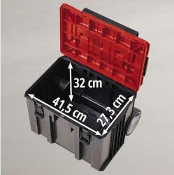 Ящик модульный для инструмента Einhell E-Case L, на колесиках, телескопическая ручка, 40.6х44.4х35.5см, пластик 4540014 - Картинка 4