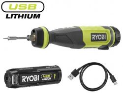 Паяльник аккумуляторный Ryobi USB Lithium RSI4-120G 4В 2А·ч 460°С светодиодная подсветка 0.1кг 5133006146 - Картинка 2