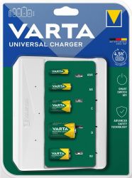 Зарядний пристрій VARTA Universal Charger, для АА/ААА/C/D, 9V акумуляторів 57658101401, Показати докладніше