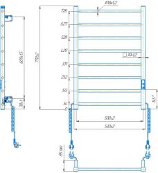 Полотенцесушитель Hygge Family электрический Leeds, 770х530х85мм, таймер-регулятор, сталь, черный матовый 6.1.0802.06.BM - Картинка 5