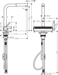 Змішувач для кухні Hansgrohe Aquno Select M81, довж.виливу - 210мм, поворотний, витяжний, 1 важіль, чорний матовий 73836670 - Картинка 4