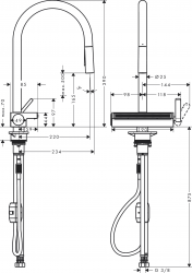 Змішувач для кухні Hansgrohe Aquno Select M81, довж.виливу - 220мм, поворотний, витяжний, 1 важіль, хром 73837000 - Картинка 6