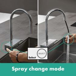 Змішувач для кухні Hansgrohe Aquno Select M81, довж.виливу - 220мм, поворотний, витяжний, 1 важіль, хром 73837000 - Картинка 3