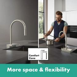 Змішувач для кухні Hansgrohe Aquno Select M81, довж.виливу - 220мм, поворотний, витяжний, 1 важіль, хром 73837000 - Картинка 5