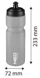 Бутылка для воды Neo Tools для велосипеда, 700мл, длина 23.5см, LDPE, серый 91-010 - Картинка 8