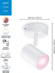 Светильник точечный накладной умный WiZ IMAGEO Spots, 1х5W 2200-6500K RGB белый 929002658701 - Картинка 16
