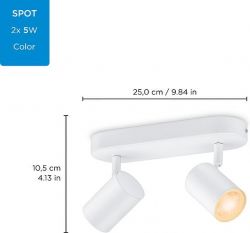 WiZ Розумний накладний точковий світильник IMAGEO Spots 2x5W 2200-6500K RGB Wi-Fi білий 929002658801 - Картинка 13