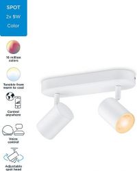 WiZ Розумний накладний точковий світильник IMAGEO Spots 2x5W 2200-6500K RGB Wi-Fi білий 929002658801 - Картинка 12