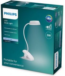   Philips LED Reading Desk lamp Donutclip, 3w, 4000K, 1200mAh (Lithium battery),   929003179727 -  6