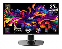 ������� MSI 26.5" MAG 272QP QD-OLED-X50 2xHDMI, DP, USB-C, Audio, QD-OLED, 2560x1440, 500Hz, 0.03ms, DCI-P3 99%, FreeSync, Pivot, HDR500 9S6-3CD79A-032