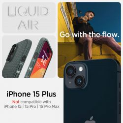  Spigen  Apple iPhone 15 Plus Liquid Air, Abyss Green ACS06652 -  14