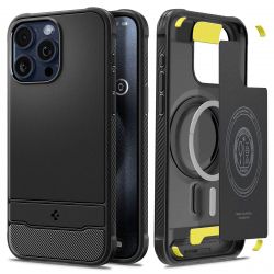 Чехол Spigen для Apple iPhone 15 Pro Rugged Armor MagFit, Matte Black ACS06703 - Картинка 3