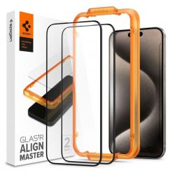   Spigen  Apple iPhone 15 Pro Max Glas.tR AlignMaster FC Black (2P) AGL06875 -  1