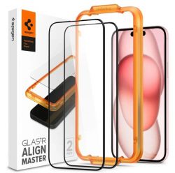   Spigen  Apple iPhone 15 Plus Glas.tR AlignMaster FC Black (2P) AGL06886 -  1