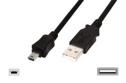  USB 2.0 (AM/miniB 5pin) DIGITUS 1.8 Black/, bulk AK-300108-018-S