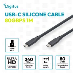 ������ DIGITUS USB-C > USB-C ����������/�������������, USB4 2.0, 80G, 240W, 16K, ����������, 0.5�, ������ AK-300350-005-S - �������� 8