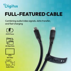 ������ DIGITUS USB-C > USB-C ����������/�������������, USB4 2.0, 80G, 240W, 16K, ����������, 0.5�, ������ AK-300350-005-S - �������� 4
