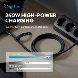 ������ DIGITUS USB-C > USB-C ����������/�������������, USB4 2.0, 80G, 240W, 16K, ����������, 0.5�, ������ AK-300350-005-S - �������� 3
