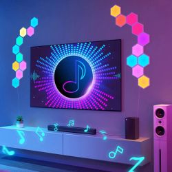 Набор настенных светильников Govee H6061 Glide Hexa Light Panels 10шт RGB Белый B6061301 - Картинка 12
