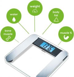 Весы Beurer напольные, 180кг, толщина 8мм, большой дисплей, 2хCR2032 в компл, стекло, прозрачные BF_220 - Картинка 5