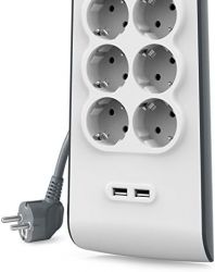 Удлинитель сетевой Belkin 2м, 8хТипF, 16А, 2xUSB-A 2.4A, фильтр, белый BSV804VF2M-V2 - Картинка 5