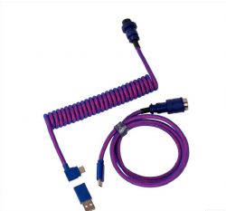  Type-A/Type-C Keychron Premium Coiled Aviator Cable-Angled Purpule CAB3_KEYCHRON