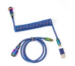  Type-A/Type-C Keychron Premium Coiled Aviator Cable-Straight Rainbow Palted Blue CAB6_KEYCHRON