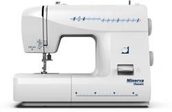 Швейная машина МINERVA CLASSIC NEW, электромех., 85Вт, 14 шв.оп., петля полуавтомат, белый + синий CLASSIC