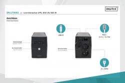 Digitus  Line-Interactive, 600VA/360W, LED, 2xSchuko, RJ11, USB DN-170063 -  3