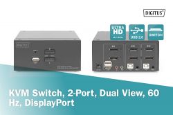 Digitus  Desktop DisplayPort KVM, 2 Port, Dual Display, 4K DS-12862 -  7