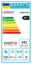 Посудомоечная машина ARDESTO встраиваемая, 15компл., А++, 60см, дисплей, 3я корзина, авт.откр.двери, черный DWMB-V6073 - Картинка 2