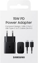    Samsung 15W Power Adapter Type-C+Cable - Black (EP-T1510XBEGEU) -  1