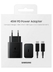   Samsung 45W Compact Power Adapter (w C to C Cable) Black (EP-T4510XBEGRU)