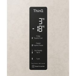 LG Холодильник з нижн. мороз., 203x60х68, холод.відд.-277л, мороз.відд.-107л, 2дв., А++, NF, інв., диспл зовн., зона св-ті, Metal Fresh, бежевий GC-B509SESM - Картинка 17