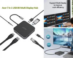 - Acer 7 in 1, 8K, HDMI, DP, 2xUSB3.2, USB-C, RJ45, 3.5mm AP HP.DSCAB.013 -  1