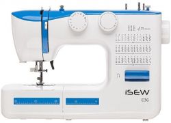 Швейная машина iSEW E36, электромех., 62Вт, 36 шв.оп., петля полуавтомат, белый +синий ISEW-E36