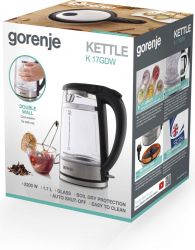 Электрочайник Gorenje 1.7л, 2,200 Вт, strix контроль, стекло, черный K17GDW - Картинка 16