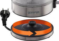 Электрочайник Gorenje 1.7л, 2,200 Вт, strix контроль, стекло, черный K17GDW - Картинка 8