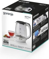 Gorenje Електрочайник 1.7л, 2,200 Вт, strix контроль, скло, білий K17GXG - Картинка 10