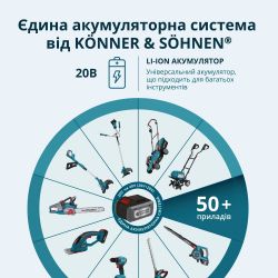 Пила ланцюговая аккумуляторная Konner&Sohnen KS MCS20V-8 20В шина 30см 2.05кг без АКБ та ЗП KSMCS20V-8 - Картинка 8