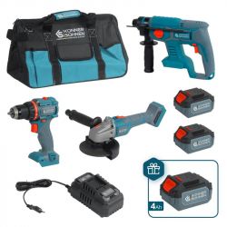 ����� �� ���� �������������� ������������ Konner&Sohnen KS RHAGD 20V SET 3 PLUS 20� ����������, ���������� ������� KS AG20V-125VR, ���������� KS RH20V-22-4, �� 4.5� ��� 3�4�. KSRHAGD20VSET3PLUS